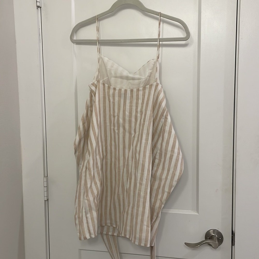 Sabo Skirt Beige White Stripe Mini Wrap Dress